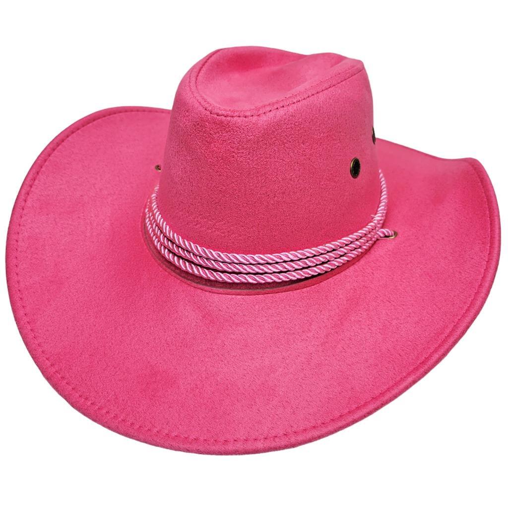 Pink Cowboy Hat Cowgirl Chin Strap Rope Western Costume Faux Suede 990600