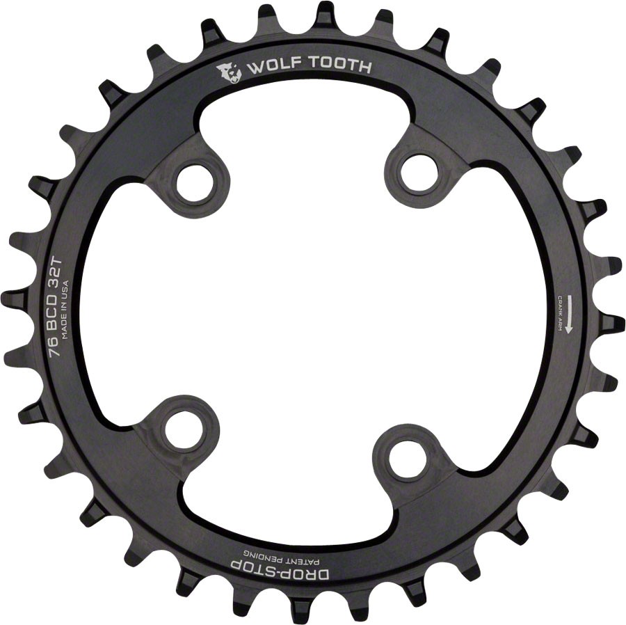 76 BCD Chainrings - Wolf Tooth 76 BCD Chainring - 32t, 76 BCD, 4-Bolt, Drop-Stop