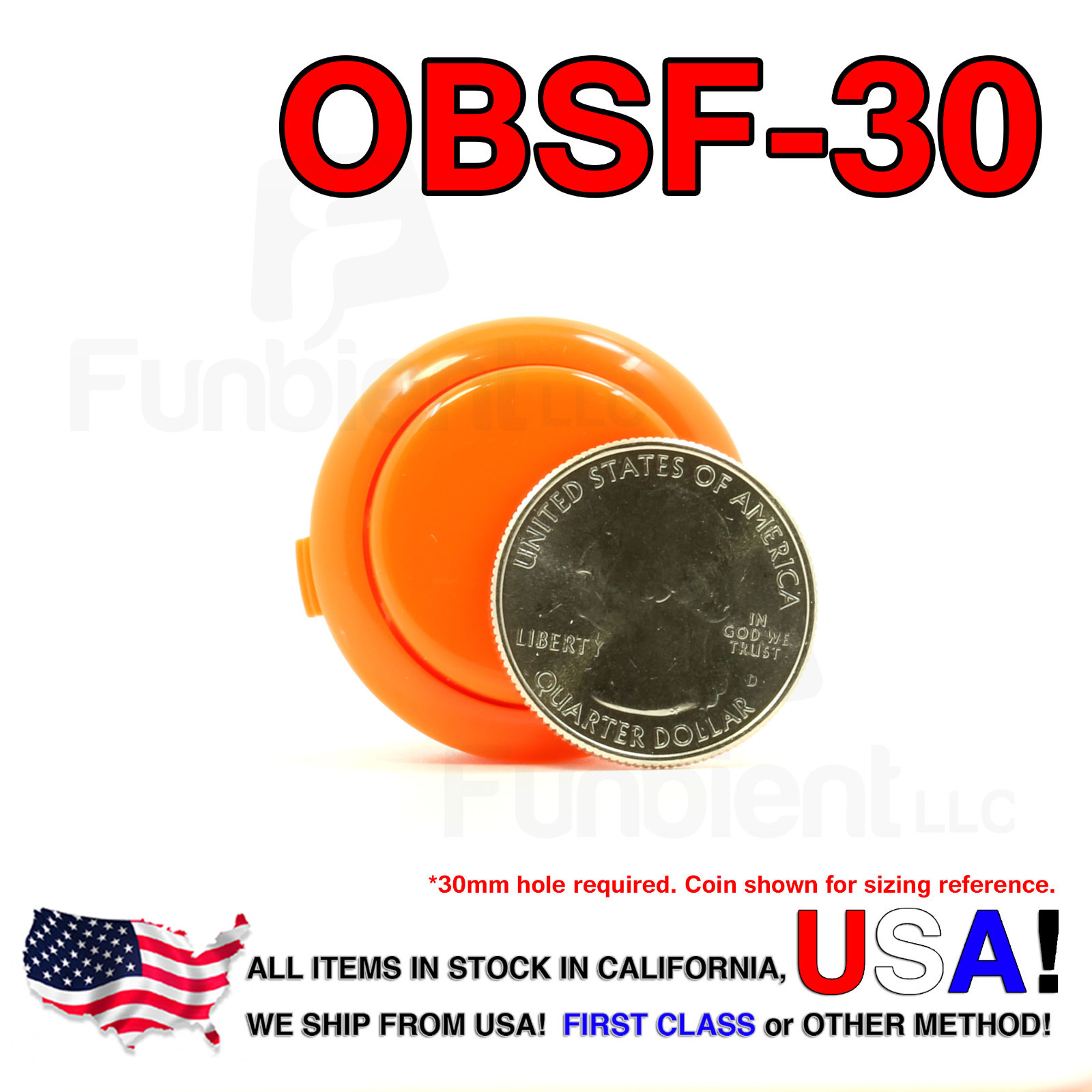 Sanwa Denshi Original OBSF-30 Orange Push Button JAMMA guitar killswitch 30mm