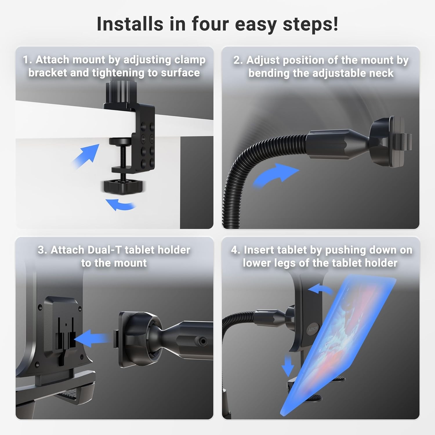 Heavy Duty Tablet Holder with Clamp Mount