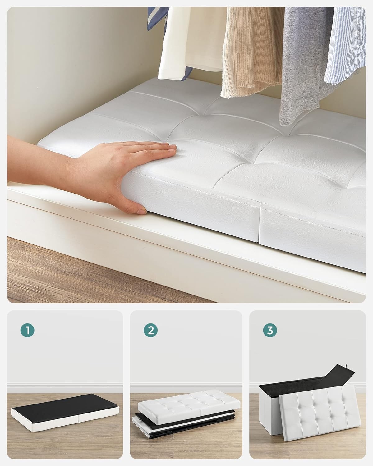 MAZIE Collection 30 Inches Storage Ottoman Bench W/ Flipping Lid Storage Chest