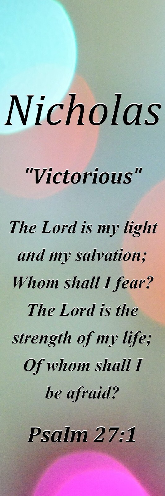 Nicholas "Victorious" Keepsake Name Meaning Bookmark with Bible Verse & Tassel