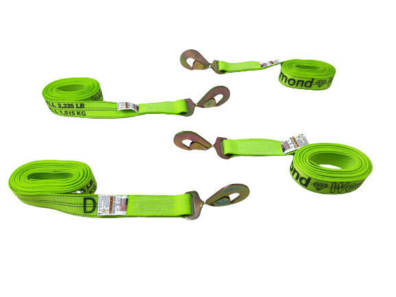 2" x 14' HIVIZ GREEN DIAMOND WEAVE Strap with Twisted Snap Hook (Pack of 4)