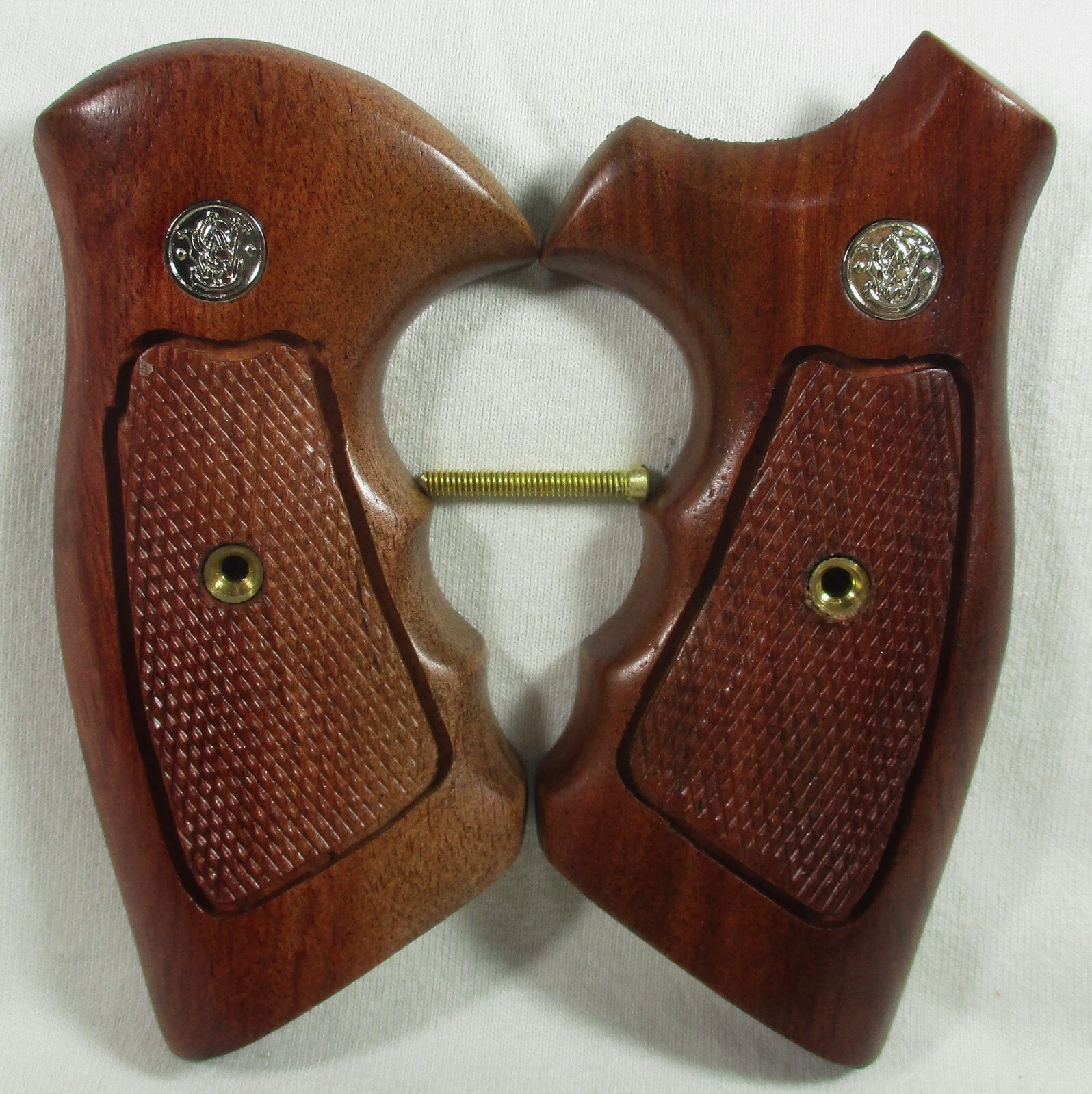 New wood checkered grips For S&W J Frame Square/Round butt