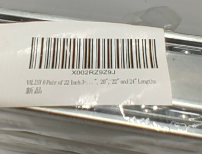 drawer slides Valisy 6 Pair of 3 Folds 12/14" 16/18" 20/22" 1/2"T 1-3/4"W