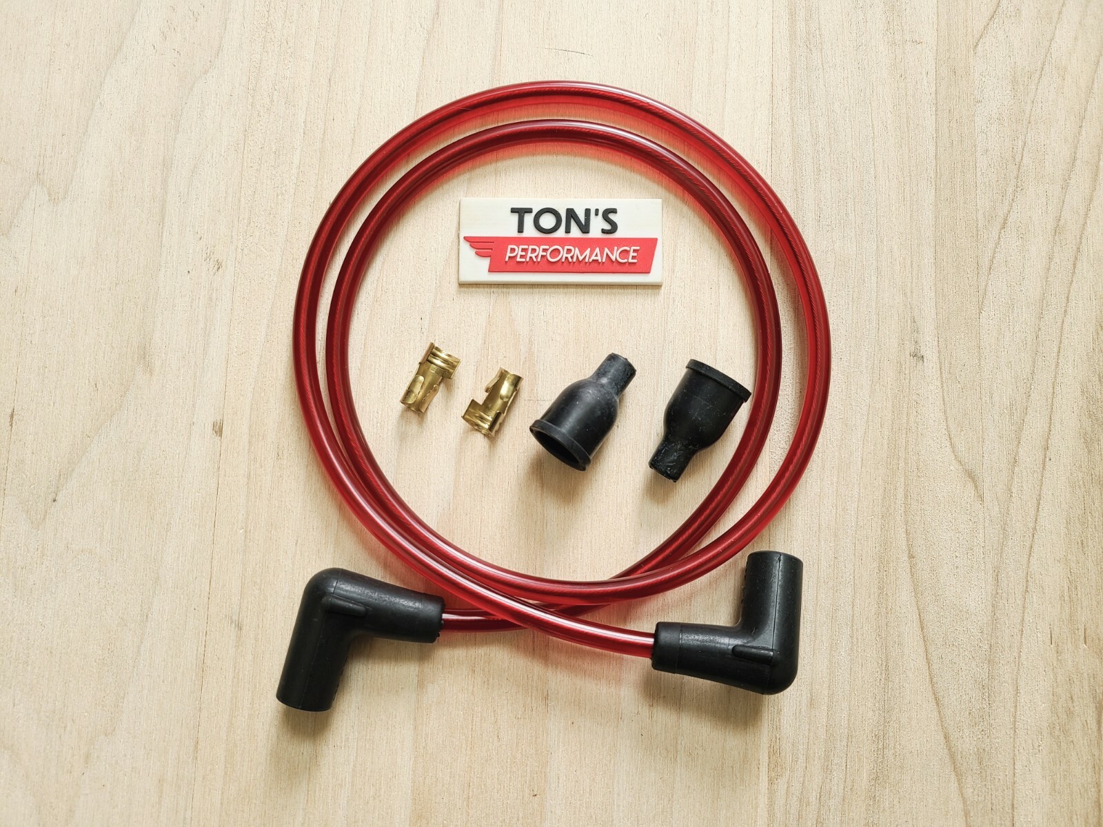 40" VINTAGE UNIVERSAL RED PVC TRANSLUCENT SPARK PLUG WIRE 7MM KIT COPPER CORE