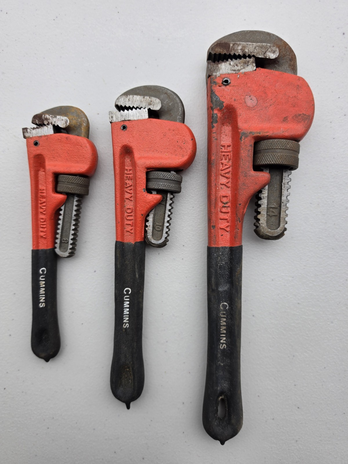 Cummins 3pc Pipe Wrench Set 8" 10" 14" Heavy Duty Plumbing Tools Fitter Nice Set
