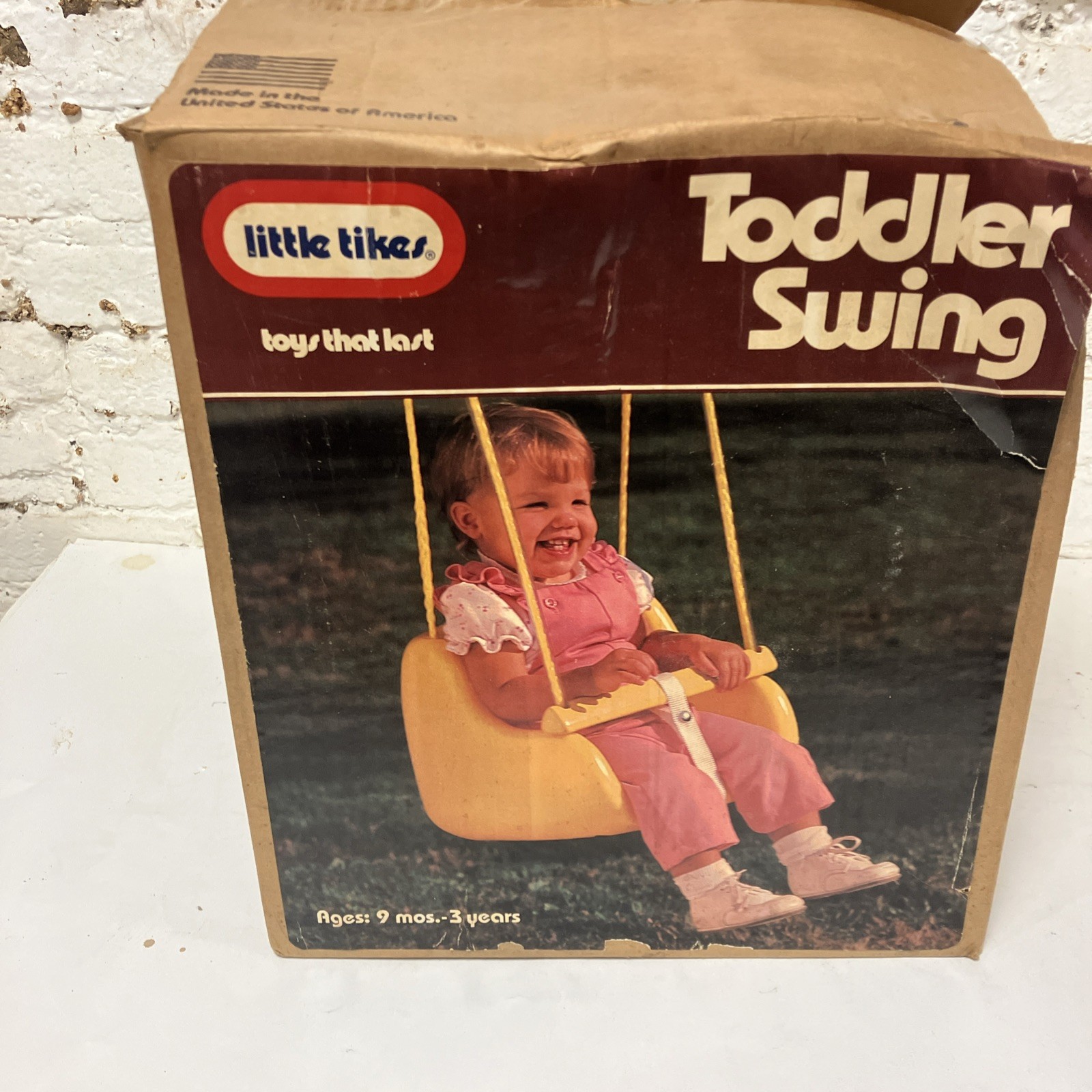 Little Tikes  Vintage 1993 Toddler Yellow  Outdoor Swing 4409 In Box-USA 🇺🇸
