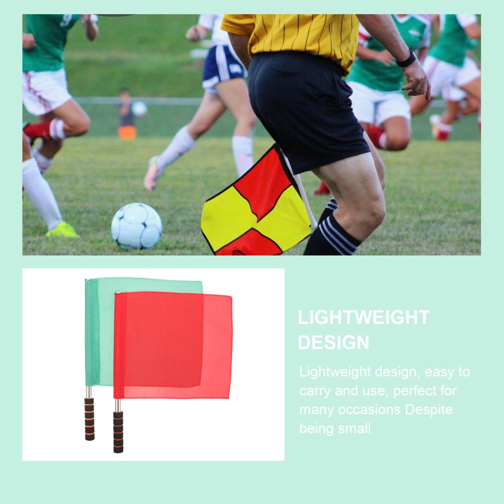 2Pcs Durable Soccer Referee Flags Lightweight Outdoor Polyester Hand Flags