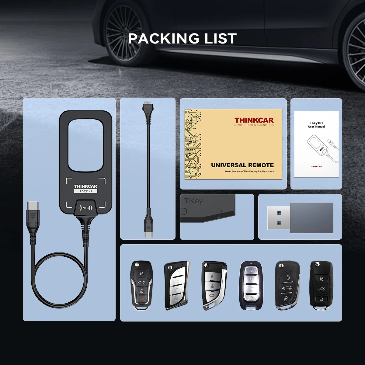 THINKCAR TKEY101 Key Programmer KEY Coding Fob Remote Control For 892BT 689BT
