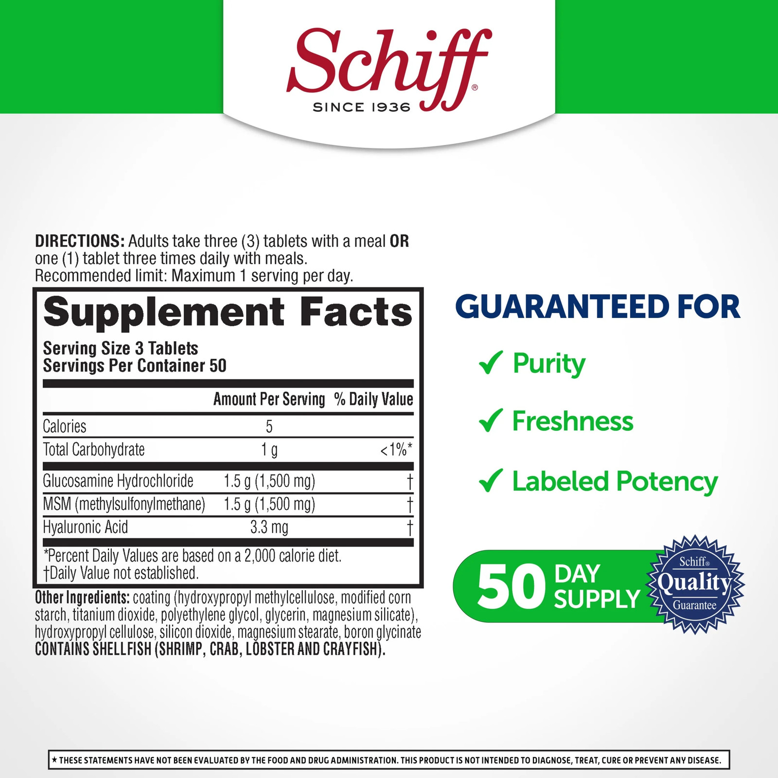 Glucosamine 1500Mg (Per Serving) plus MSM Tablets (150 Count), to Help S
