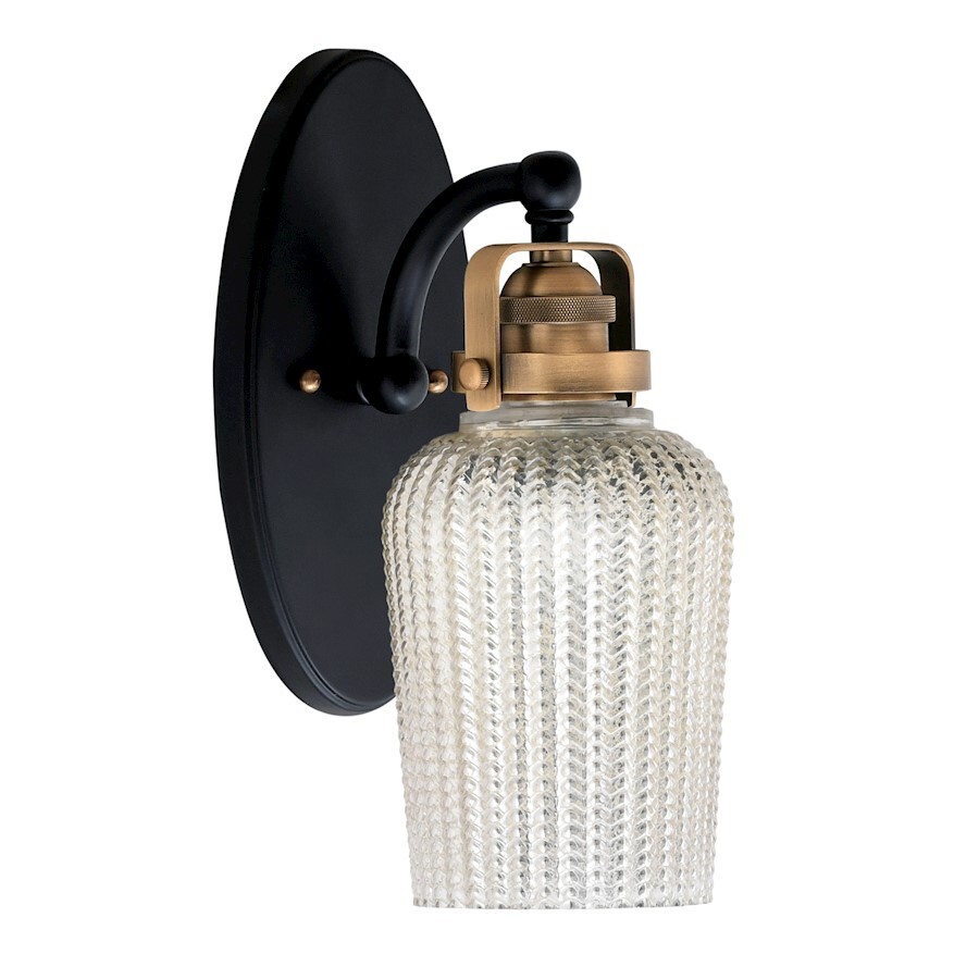 Toltec Easton 1Lt Wall Sconce, Black/Brass/5" Silver Textured - 1931-MBBR-4253