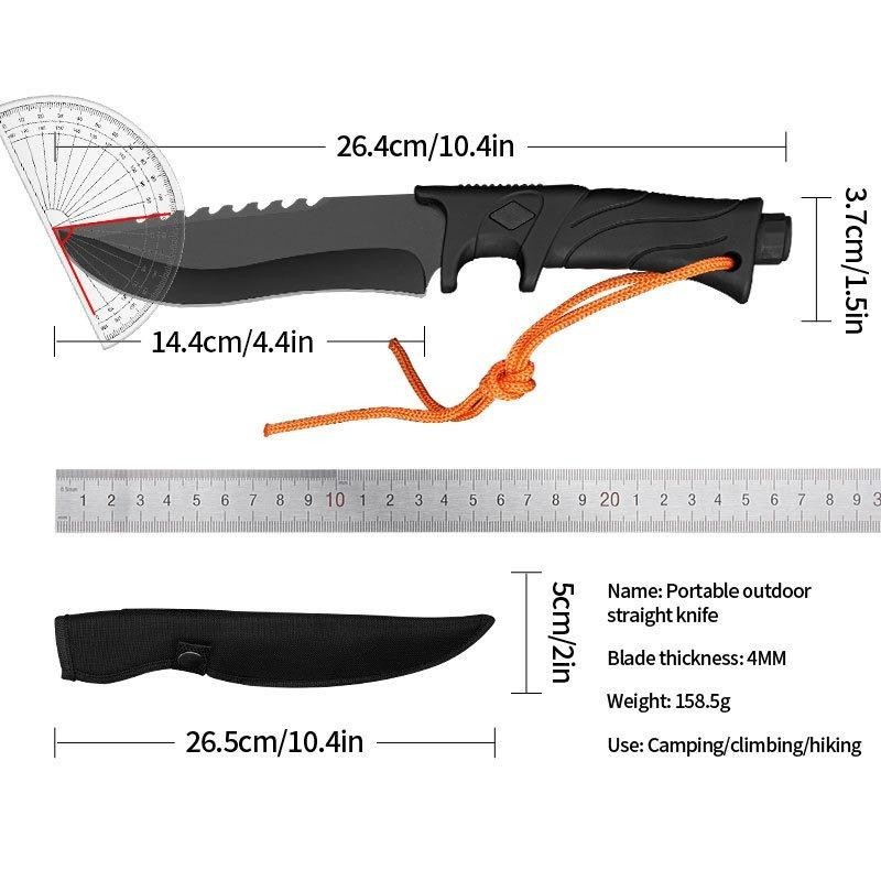 Outdoor Fixed Blade Survival Knife – Full Tang, Stonewashed, With Sheath