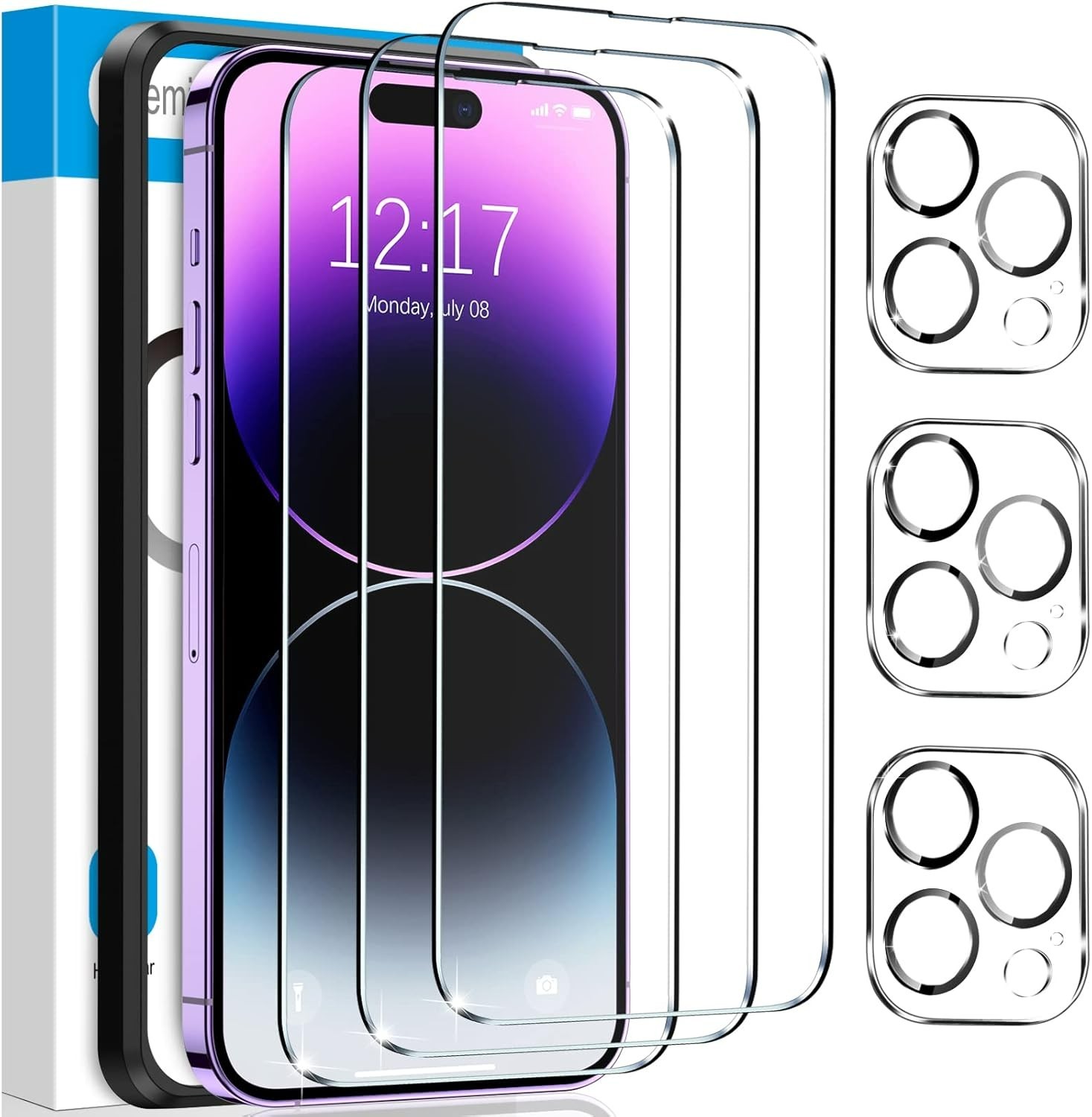 "3+3 Protector De Pantalla Y Camara Lente Vidrio Templado Para Iphone 14 Pro Max