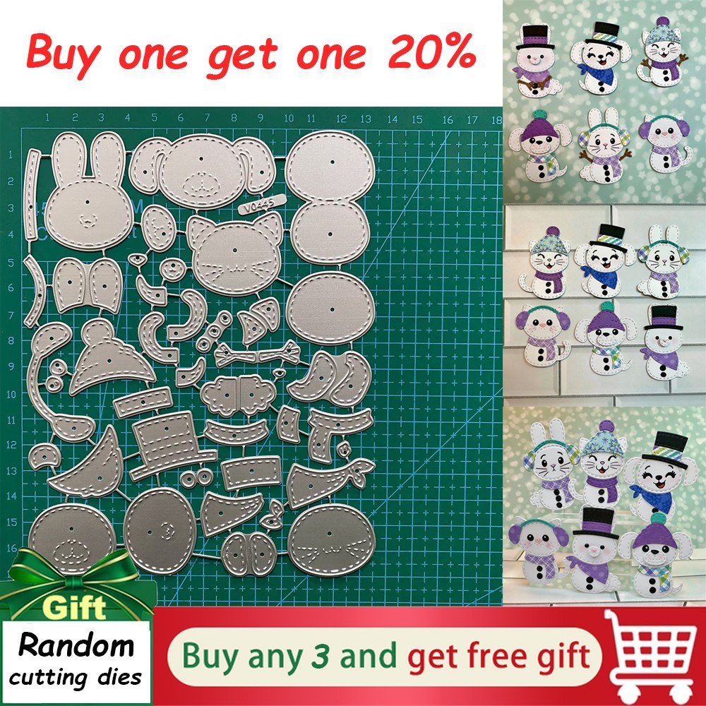 Snowman Pets Dies Metal Cutting Dies DIY Scrapbooking Card Embossing Stencils