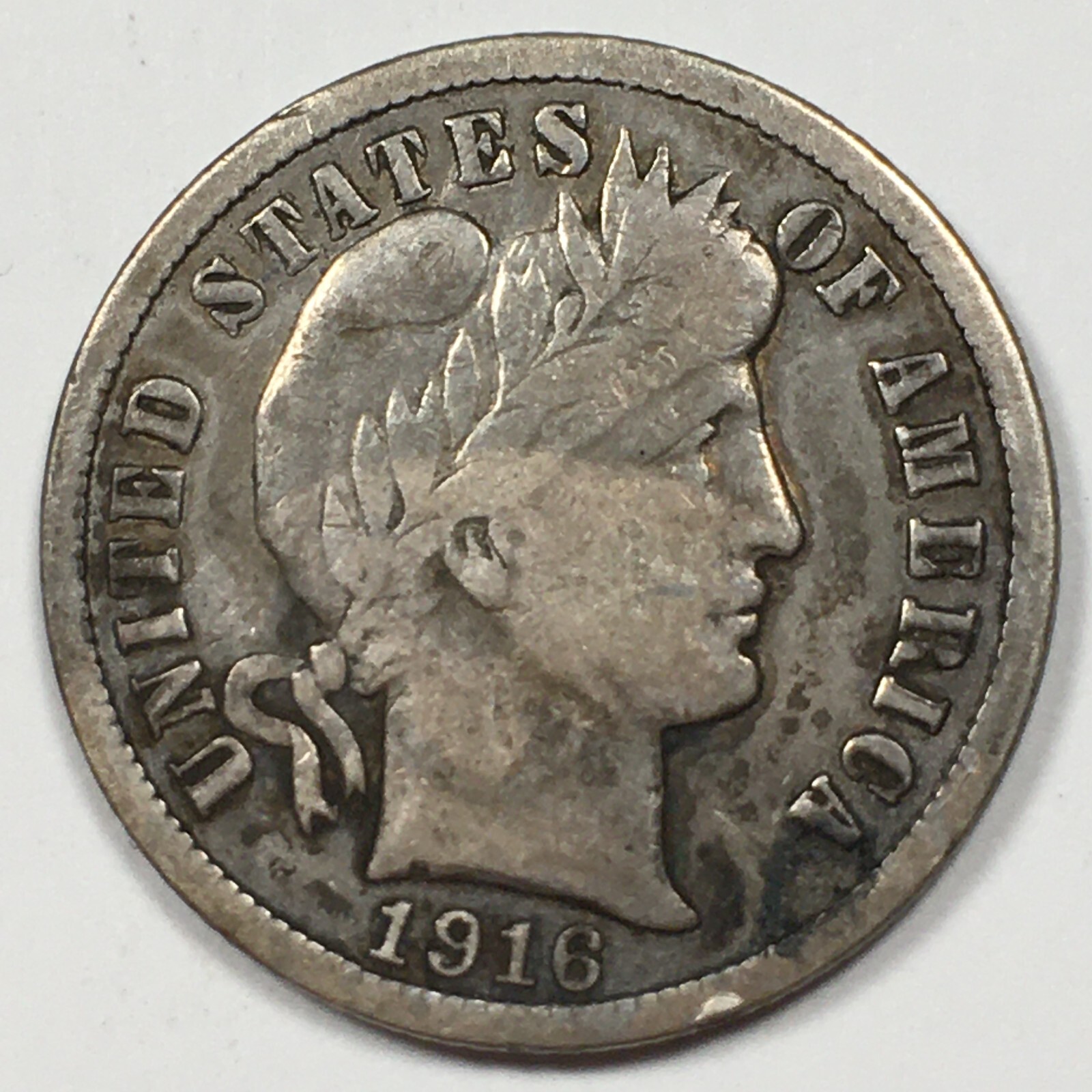 1916 Barber Dime - Fine (F) KM#113 - 90% Silver - 6938
