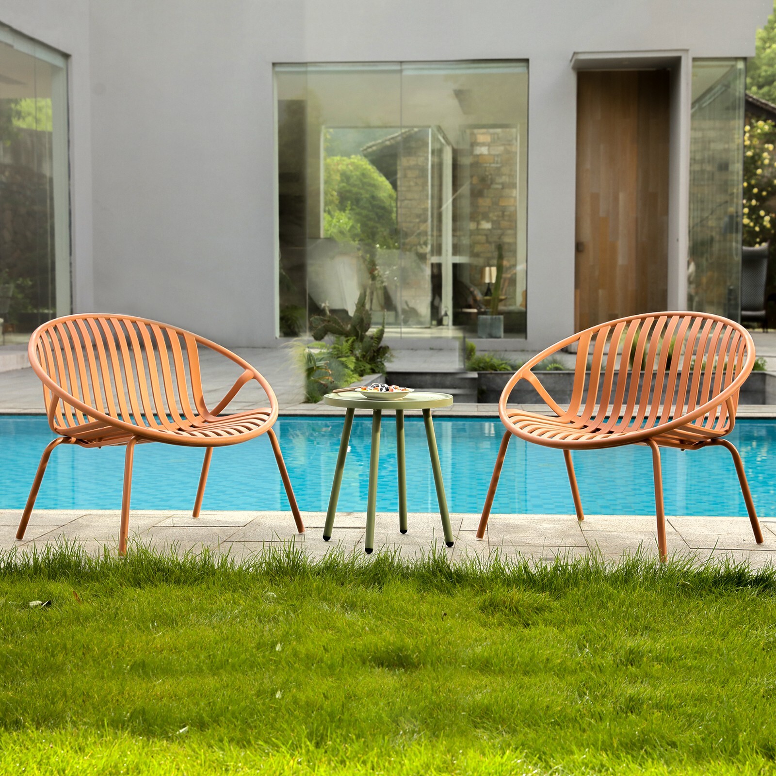 Werph 3 Pieces Outdoor Furniture with Bistro Table and Patio Chairs Set of 2