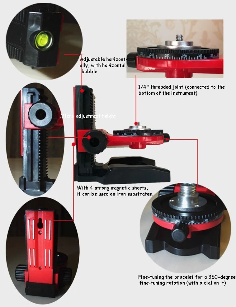 1/4 Interface L-type Ceiling Special Base Laser Level Magnetic Extension New