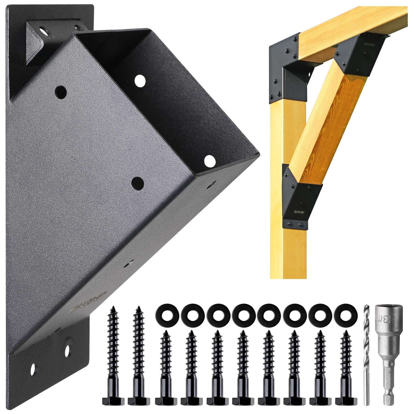AJOVW-4 Pcs Pergola Angle Support Bracket , Suitable for 4''x4'' Support Wood...