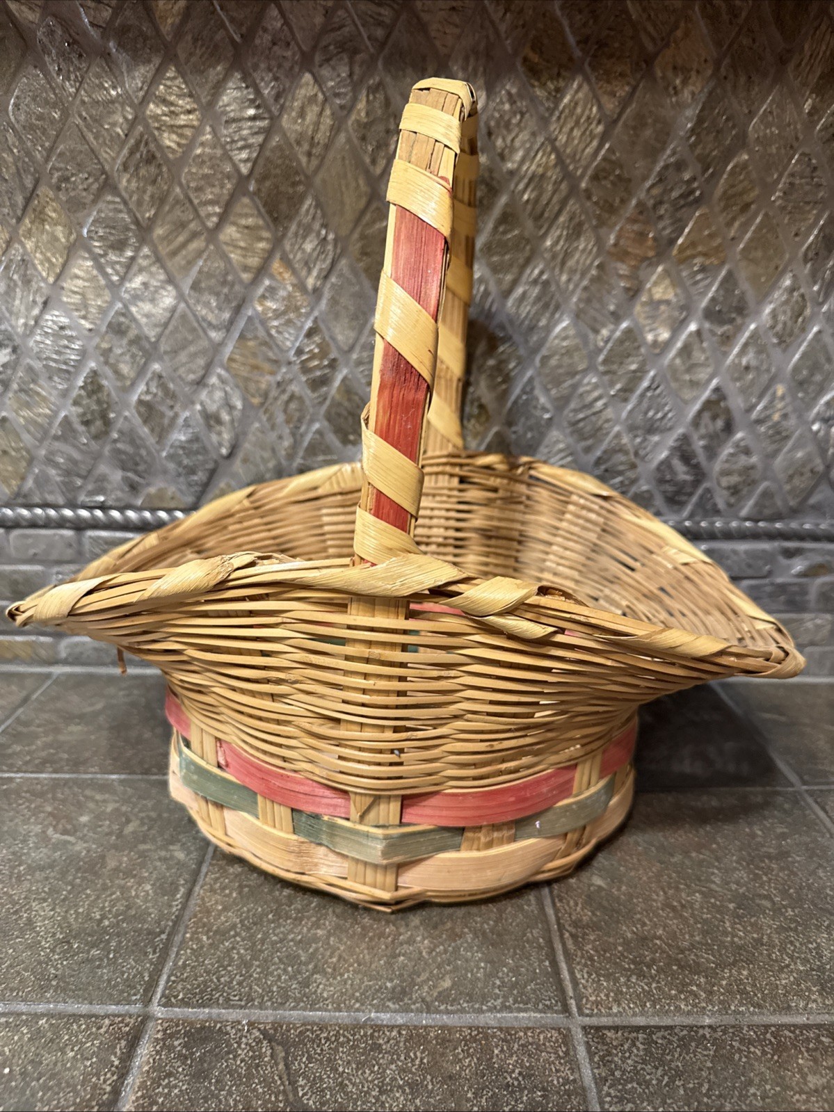 Vintage Large Easter Basket 13” Tall 14” x 10.5”