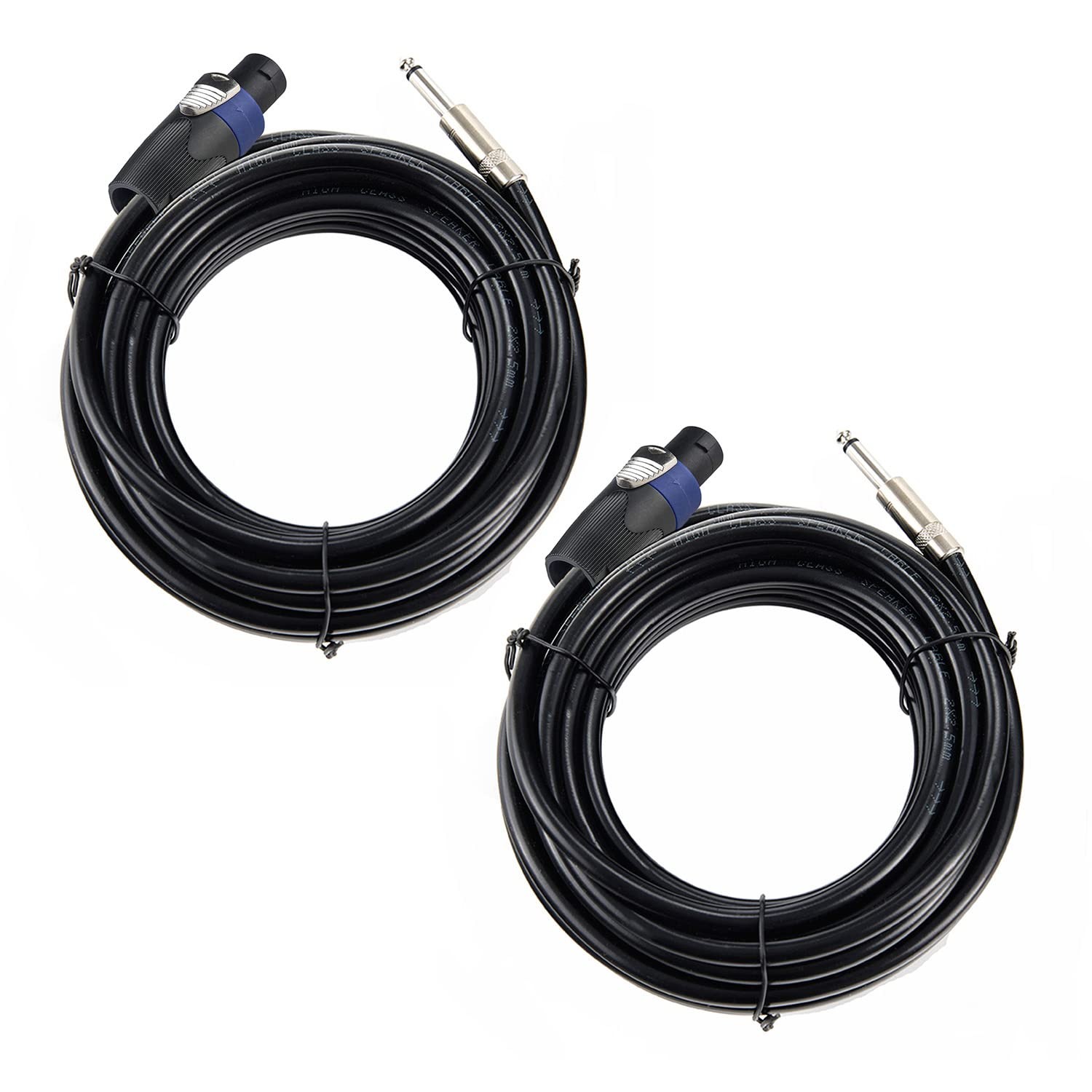 2PCS 30 Feet 12 Gauge SpeakON to 1/4 Inch Male Speaker Cables - 30ft 12AWG Sp...