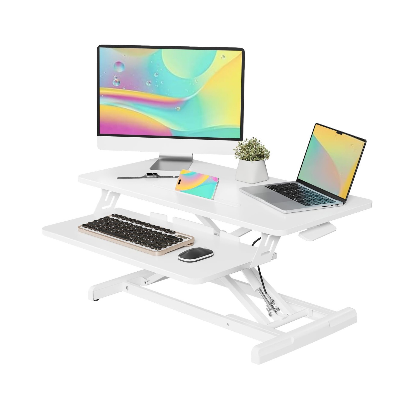 JOY worker Standing Desk Converter, 32" Wide Height Adjustable Sit Stand Up D...