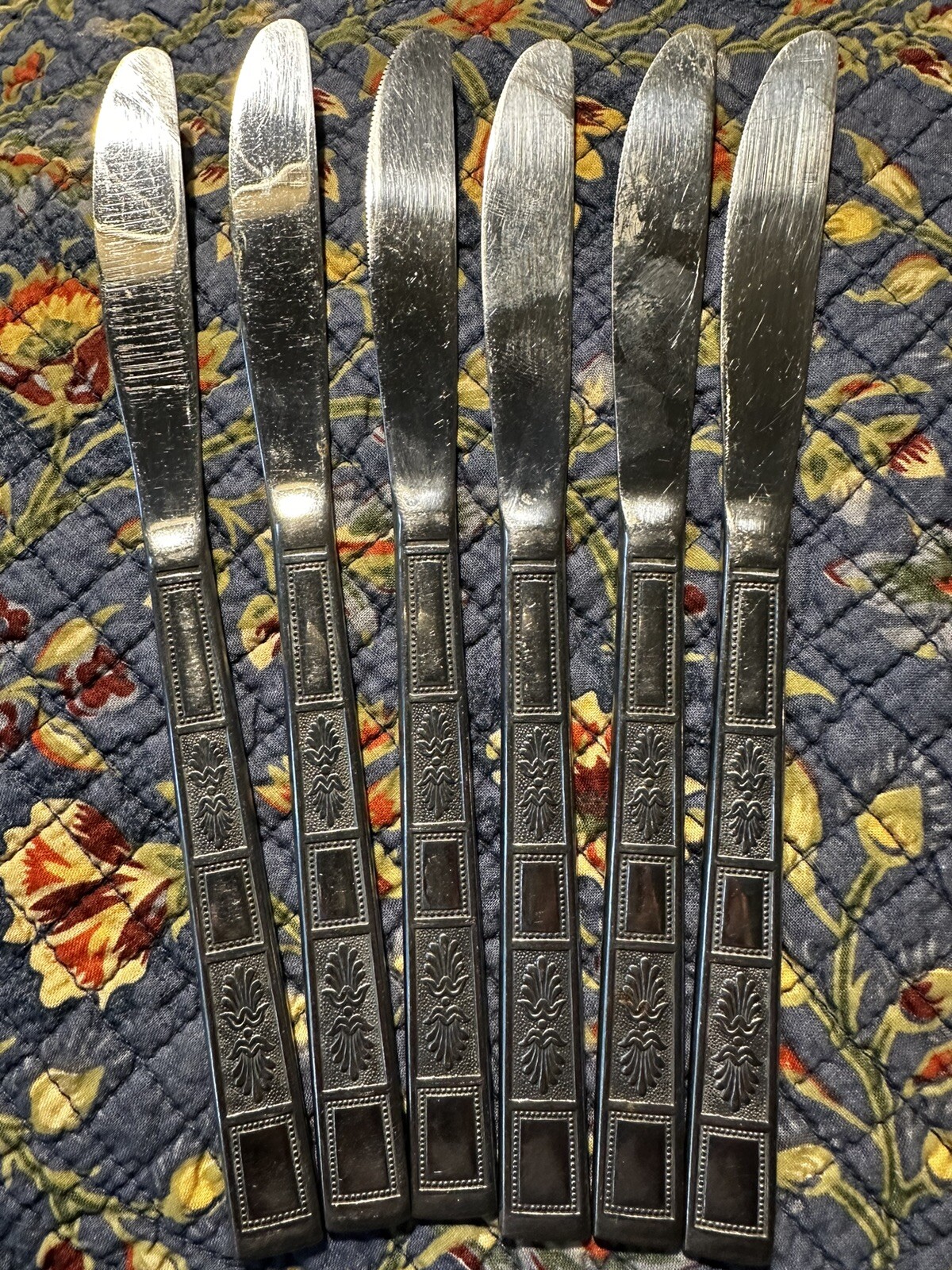 Lifetime Silver Leaves Stainless Flatware Set of 7 Modern Solid Knives Korea