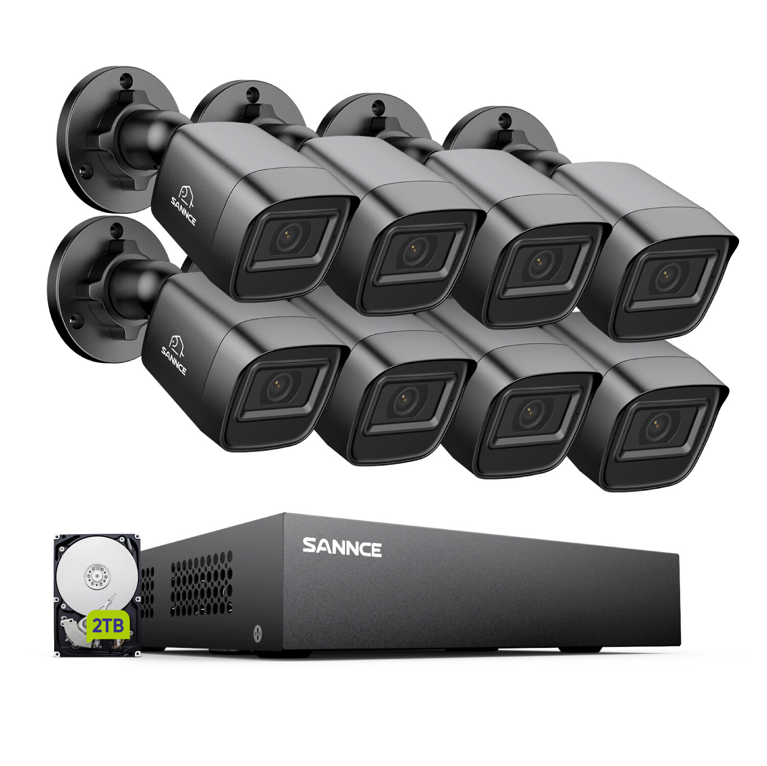 SANNCE 5IN1 8CH DVR CCTV 1080P Video Security Camera System Outdoor AI Detection