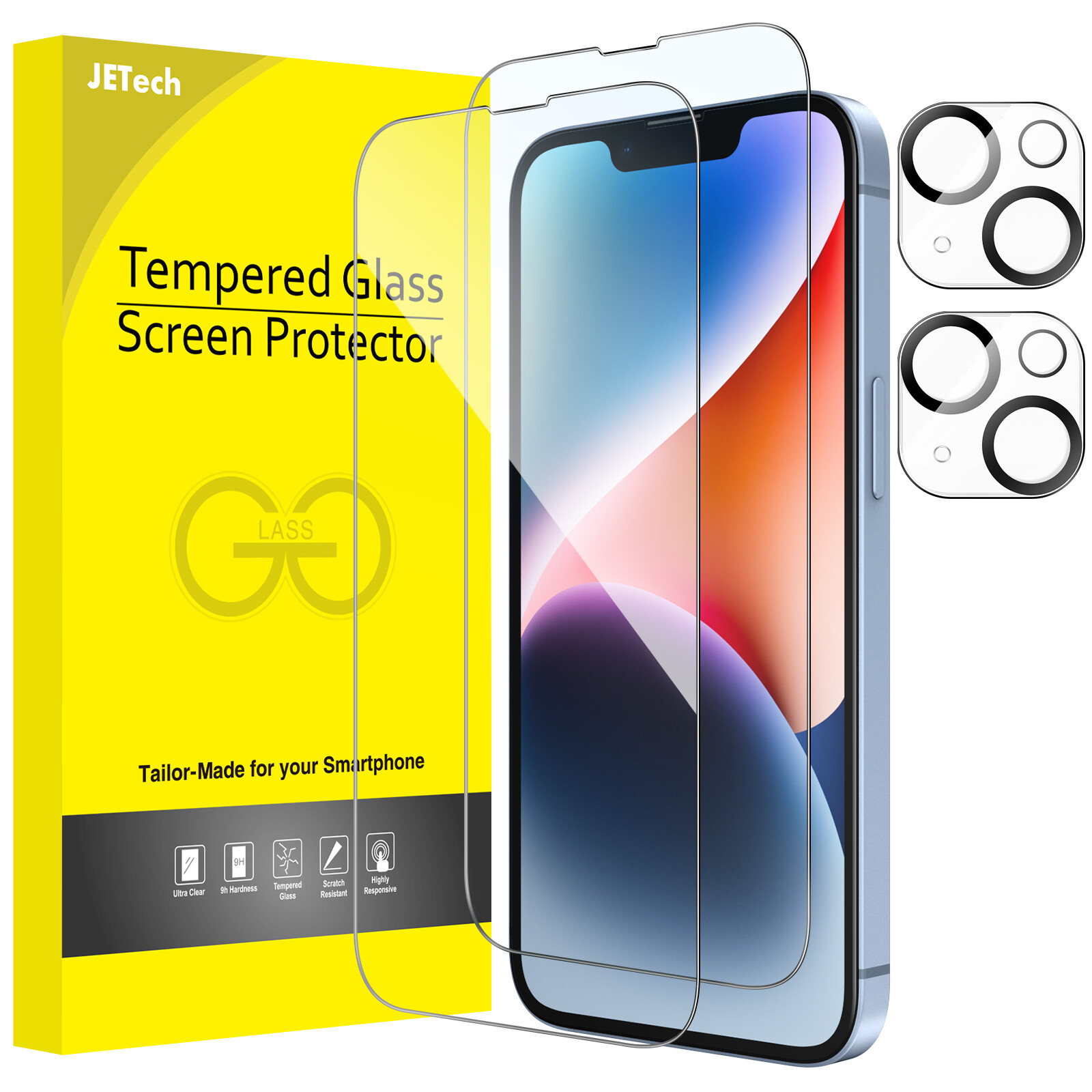 JETech Full Coverage Screen Protector for iPhone 14 6.1-Inch, 2-Pack