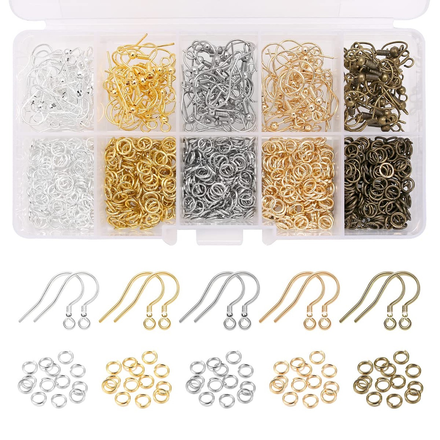 Imino Earring Hooks Kit - Hypoallergenic Fish Earring Hooks & Jump Rings for ...