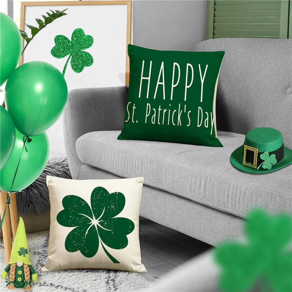 St Patricks Day Pillow Covers 18X18 Happy St Patricks Day Decorations Lucky Char
