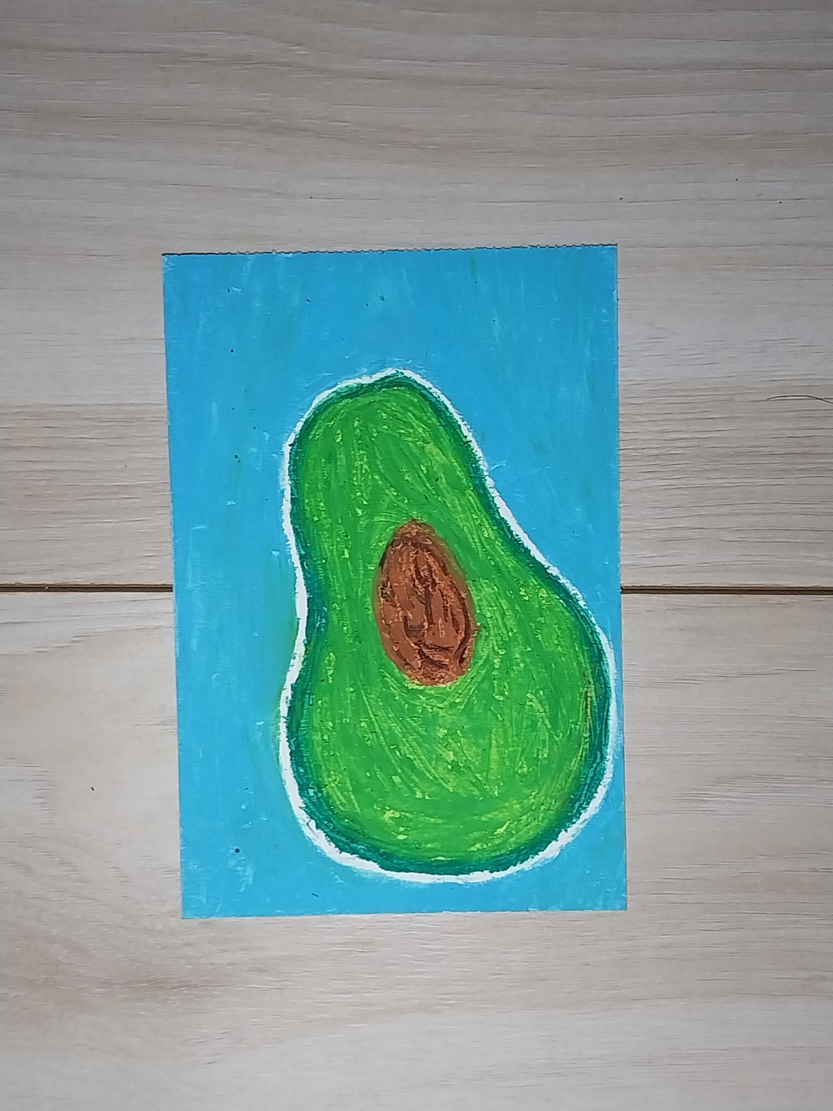 Oil Pastel Drawing 4x6 Inch Pop Art Food Artist Sindy Fuhr Title Avocado
