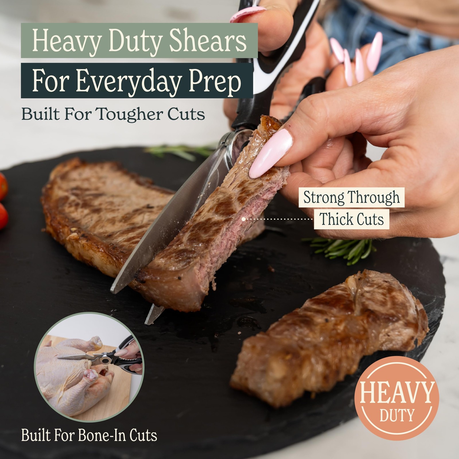 Heavy Duty Kitchen Shears With Sharpener - Lifetime Replacement Warranty* - M...