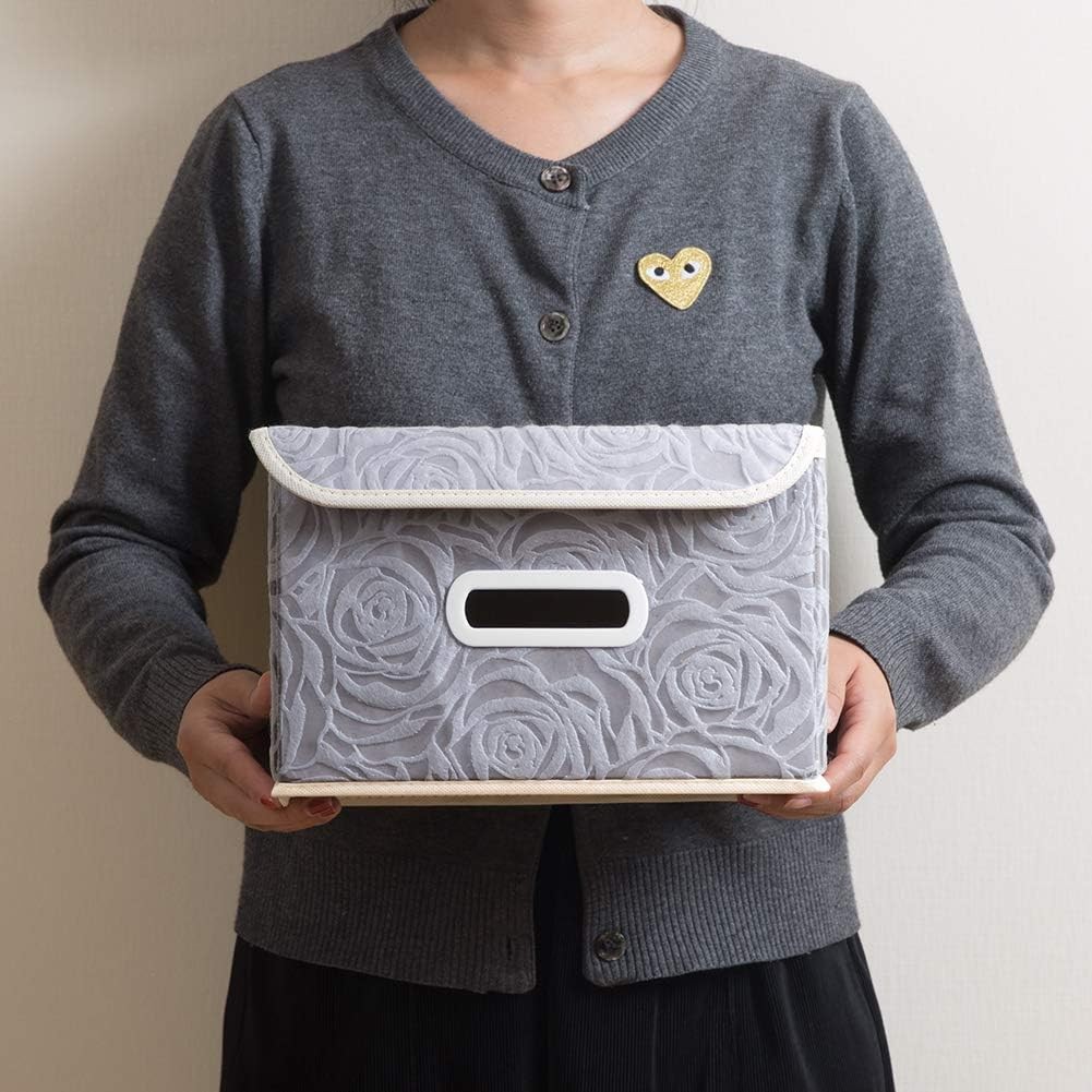 Stackable Storage Boxes W/ Lids [5-Pack] Fabric Decorative Storage Bins Cubes