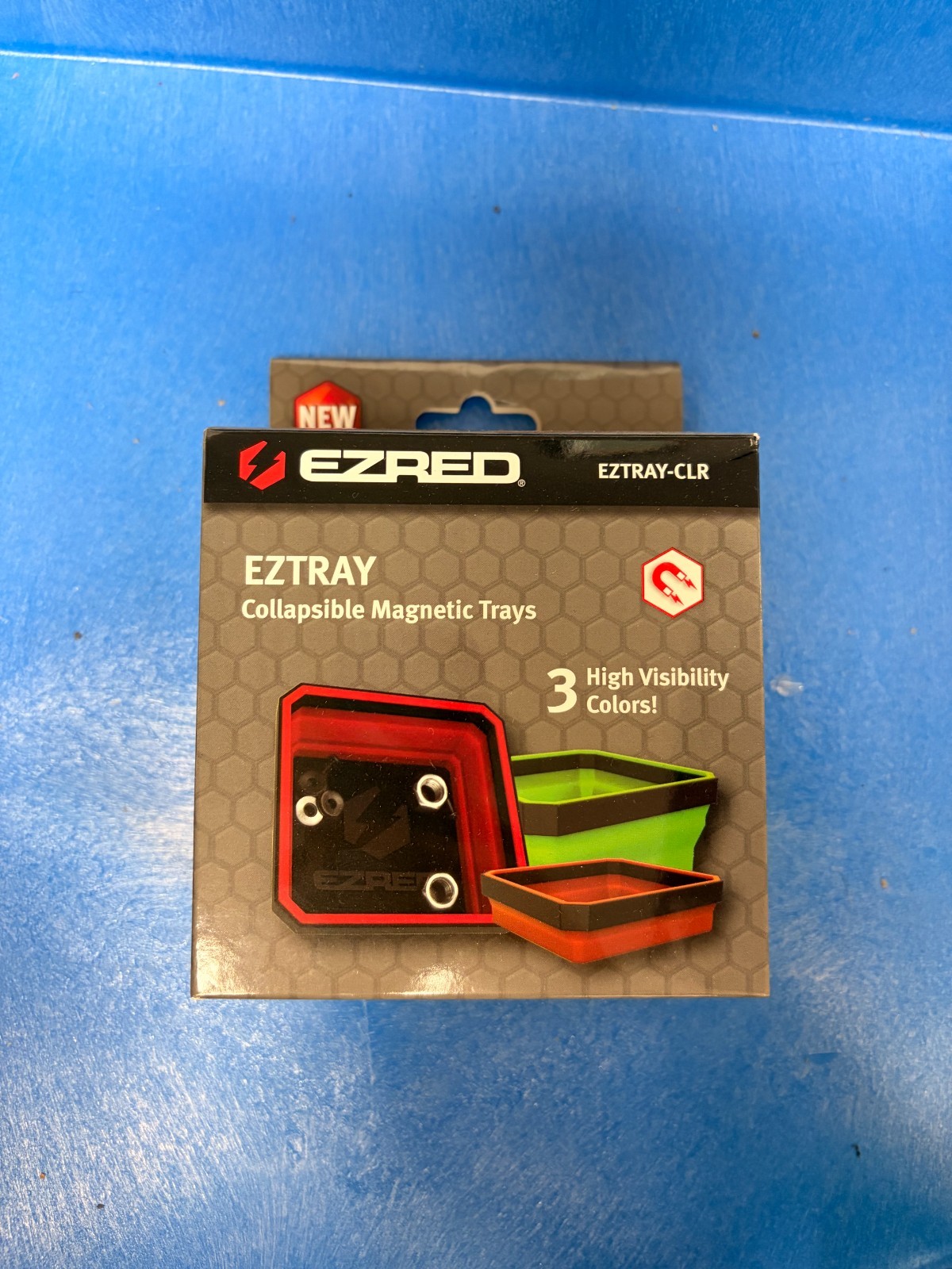 EZ Red EZTRAY-CLR 3pc Collapsible Magnetic Trays (Red, Green & Orange) NEW