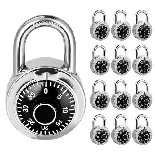Combination Padlock 12 Pack, Fixed Dial Combination Padlock with 12 PACK Black