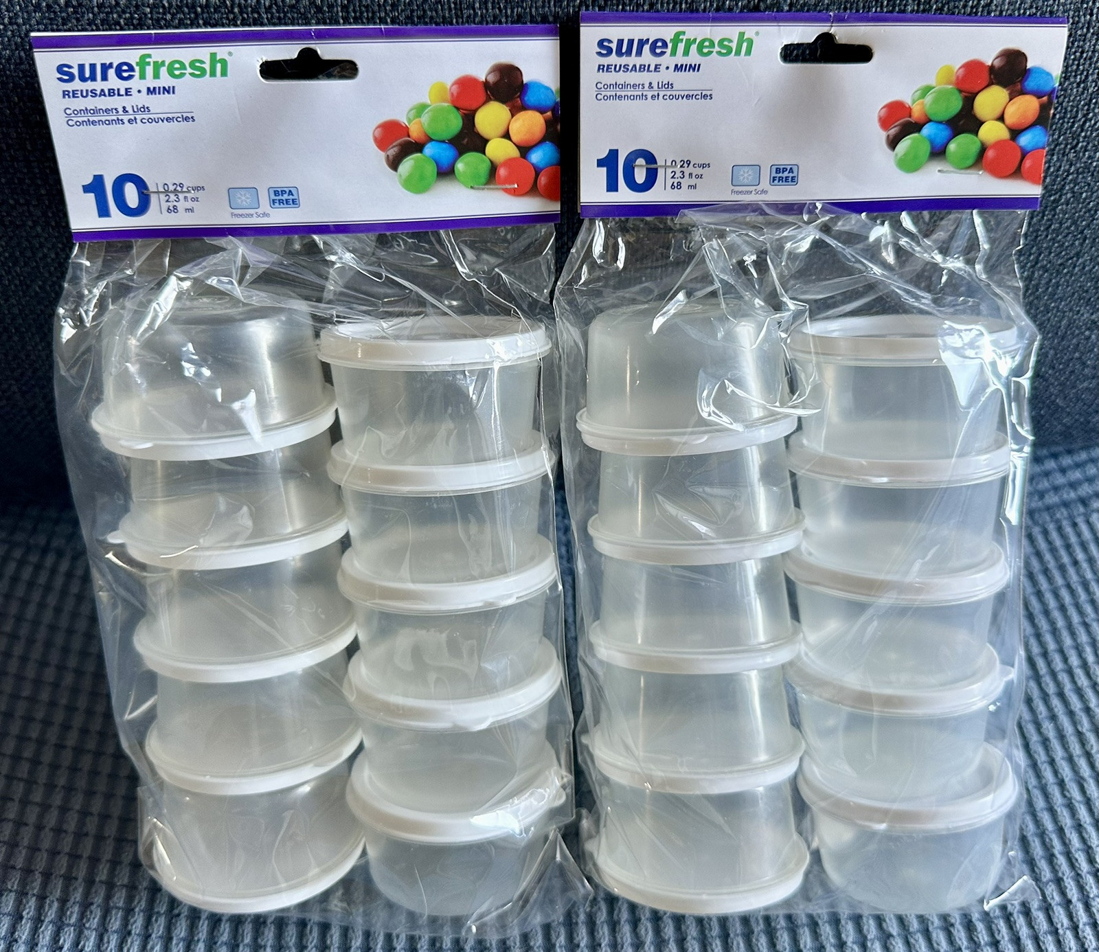 SureFresh Plastic Reusable Mini Storage Containers w/Lids 2 pks of 10, 2.3 oz ea