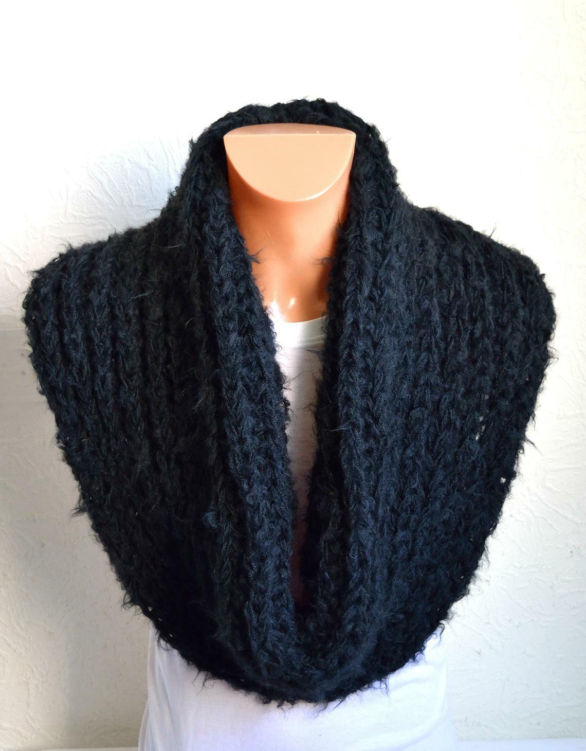 Hand knitted men's alpaca wool snood scarf