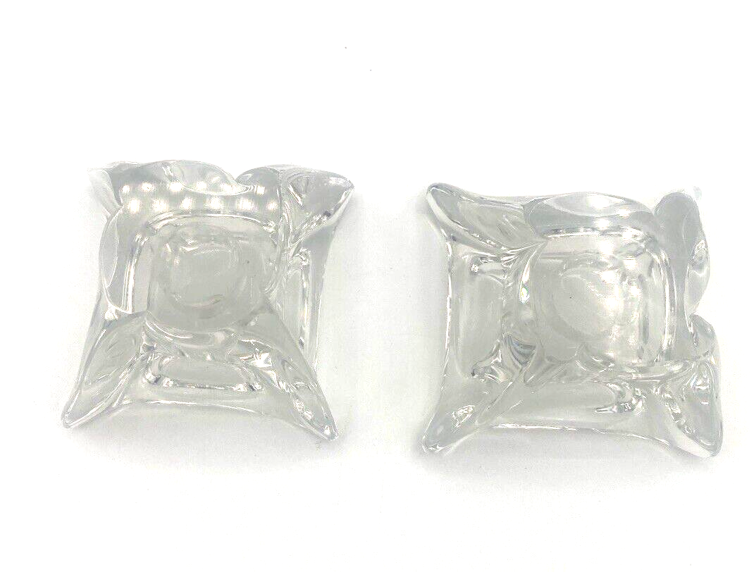 Glass Crystal Taper Candle Holders Square Cube 2”3” Wide