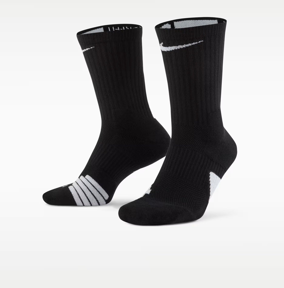Nike Elite Crew Basketball Socks Black/White Striped Men's M 6-8 / W 6-10
