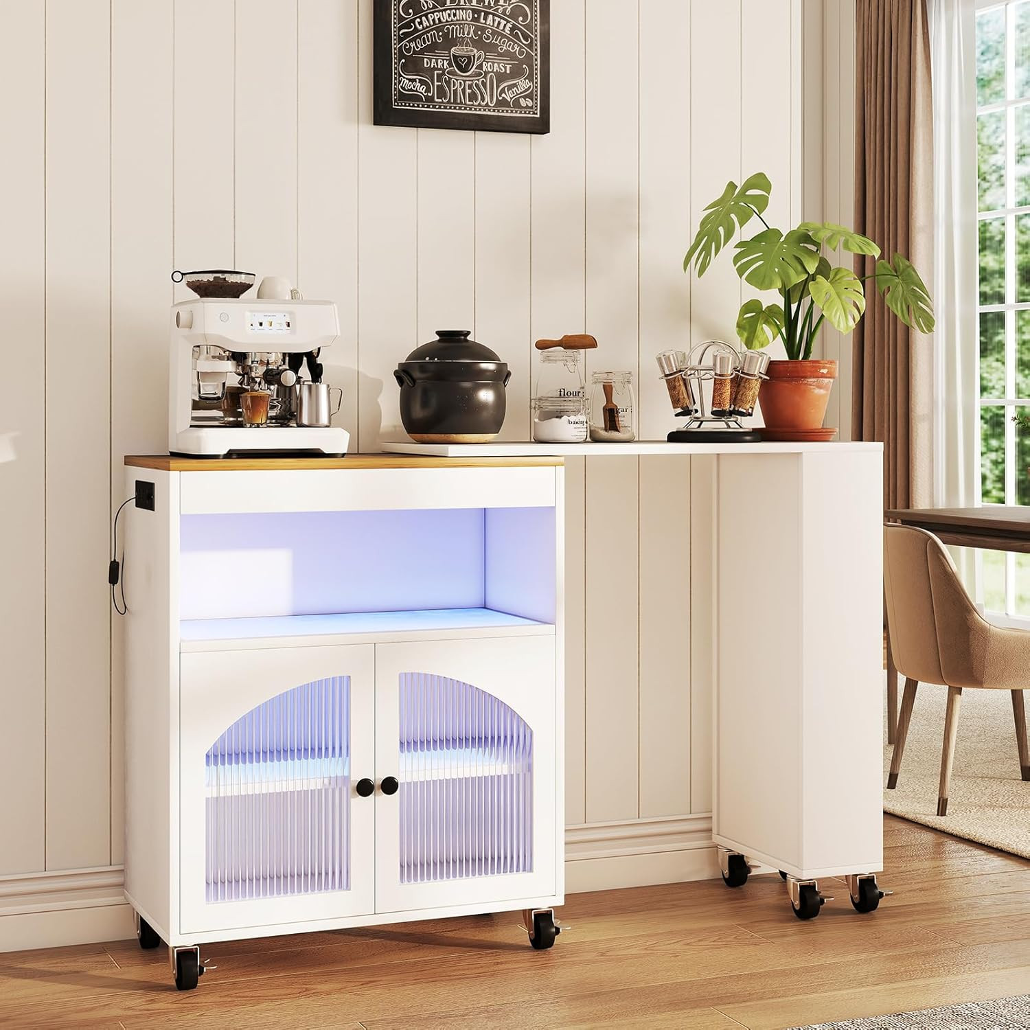41'' Rolling Kitchen Island Cart with Storage - Versatile White Table on Wheels