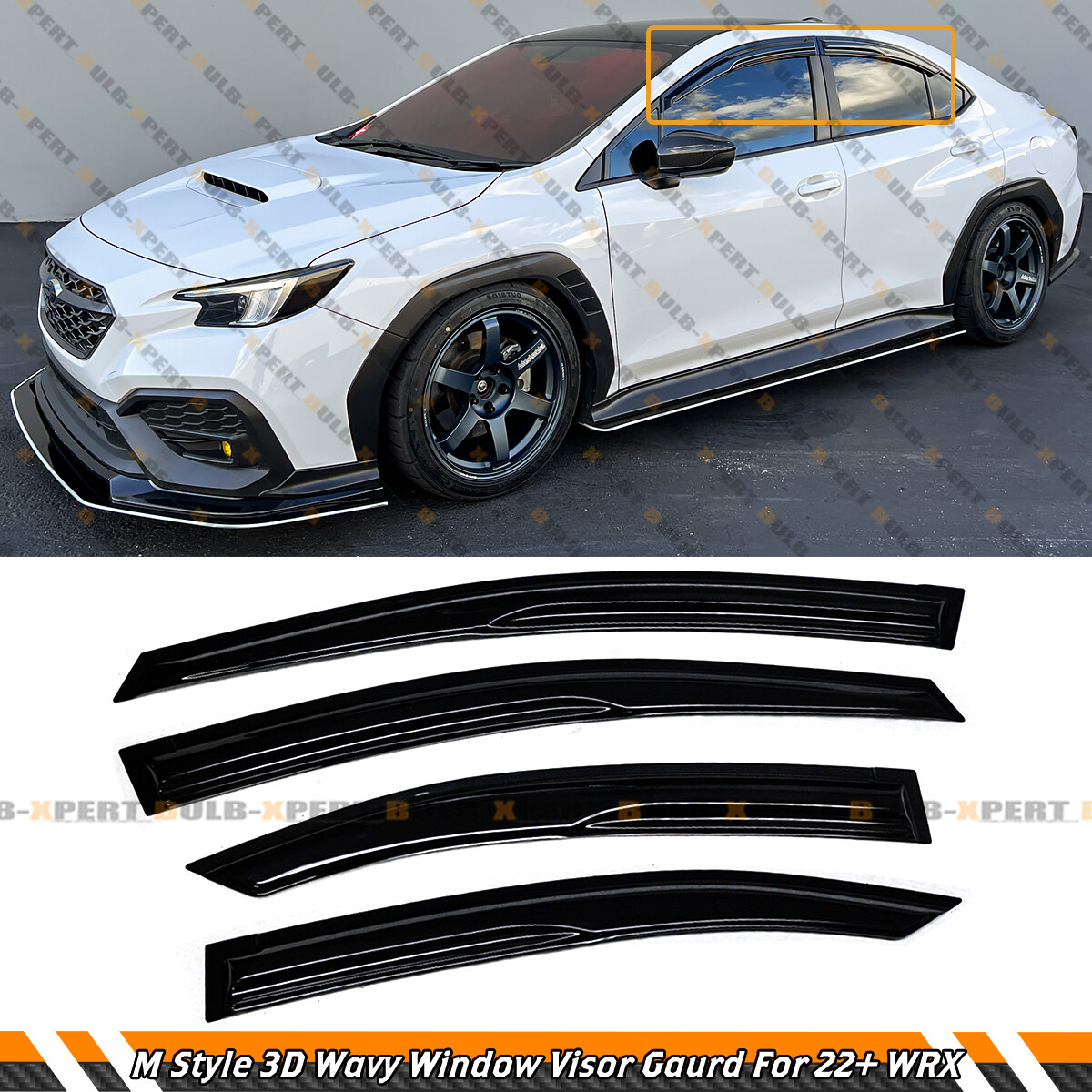 MUG STYLE 3D WAVY WINDOW VISOR RAIN GUARD DEFLECTOR FOR 2022-2026 SUBARU WRX VB
