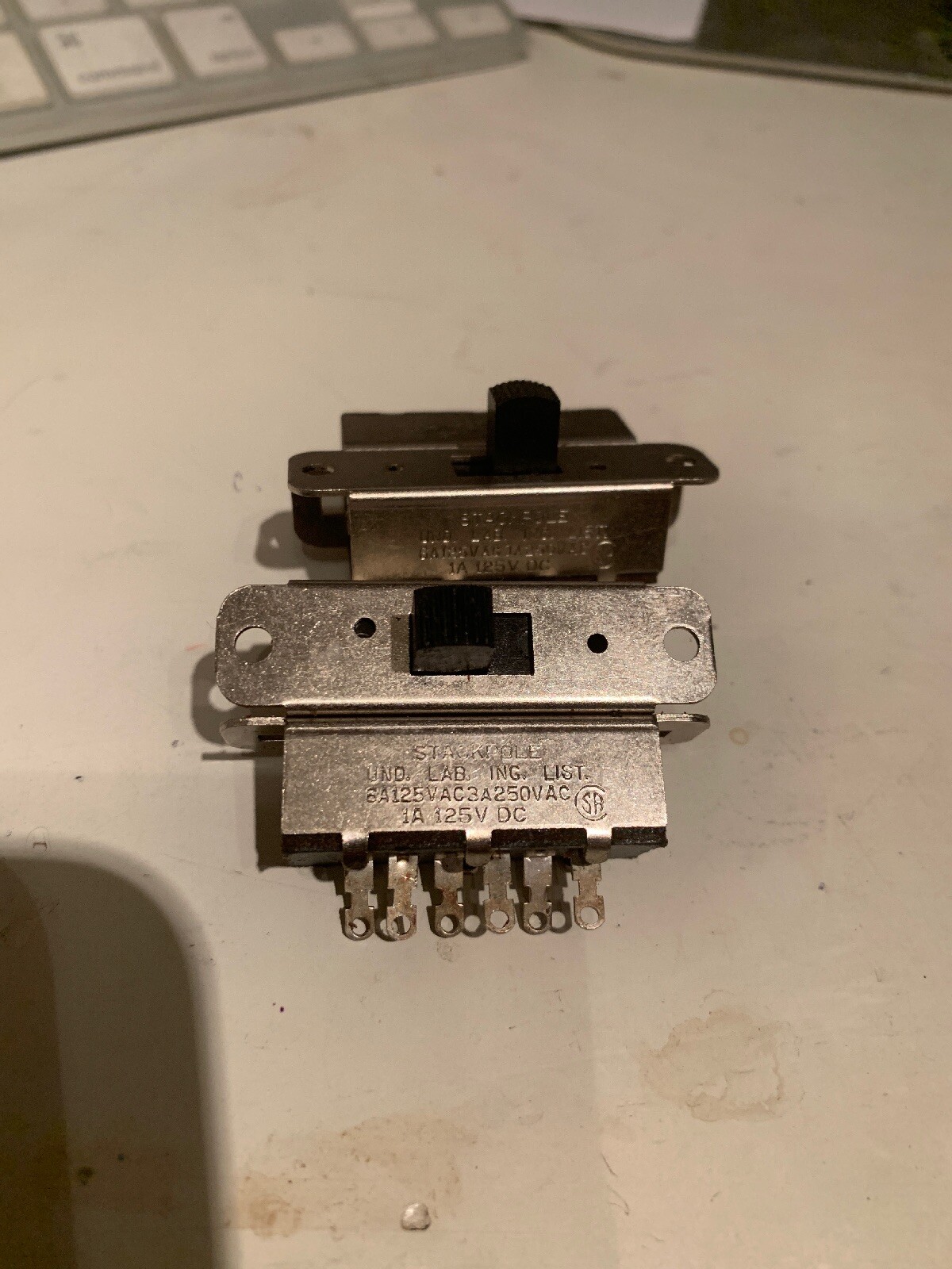 2 Stackpole On/Off Slide Switch 125V AC 3 Amp 12 Pin