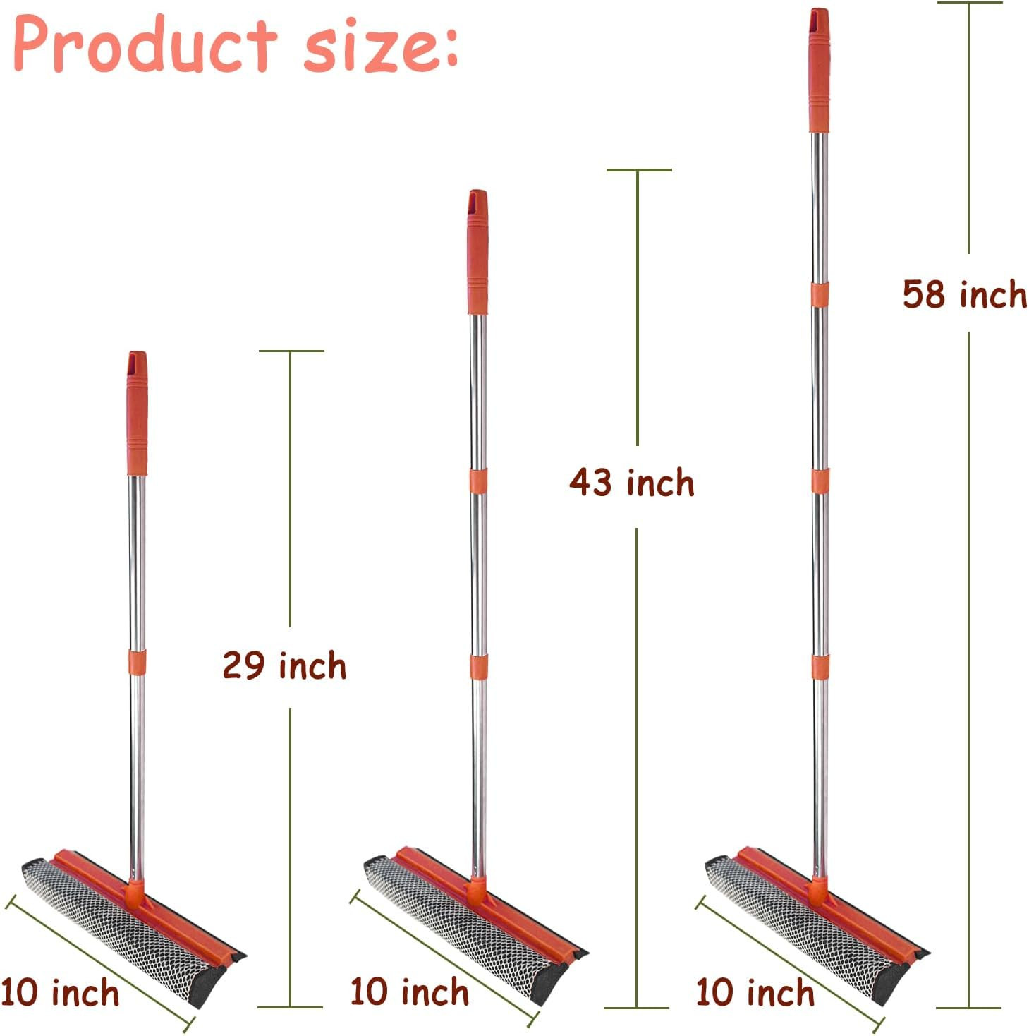 Window Squeegee Cleaner Tool Extension Pole 58 Telescopic Washing Equipment
