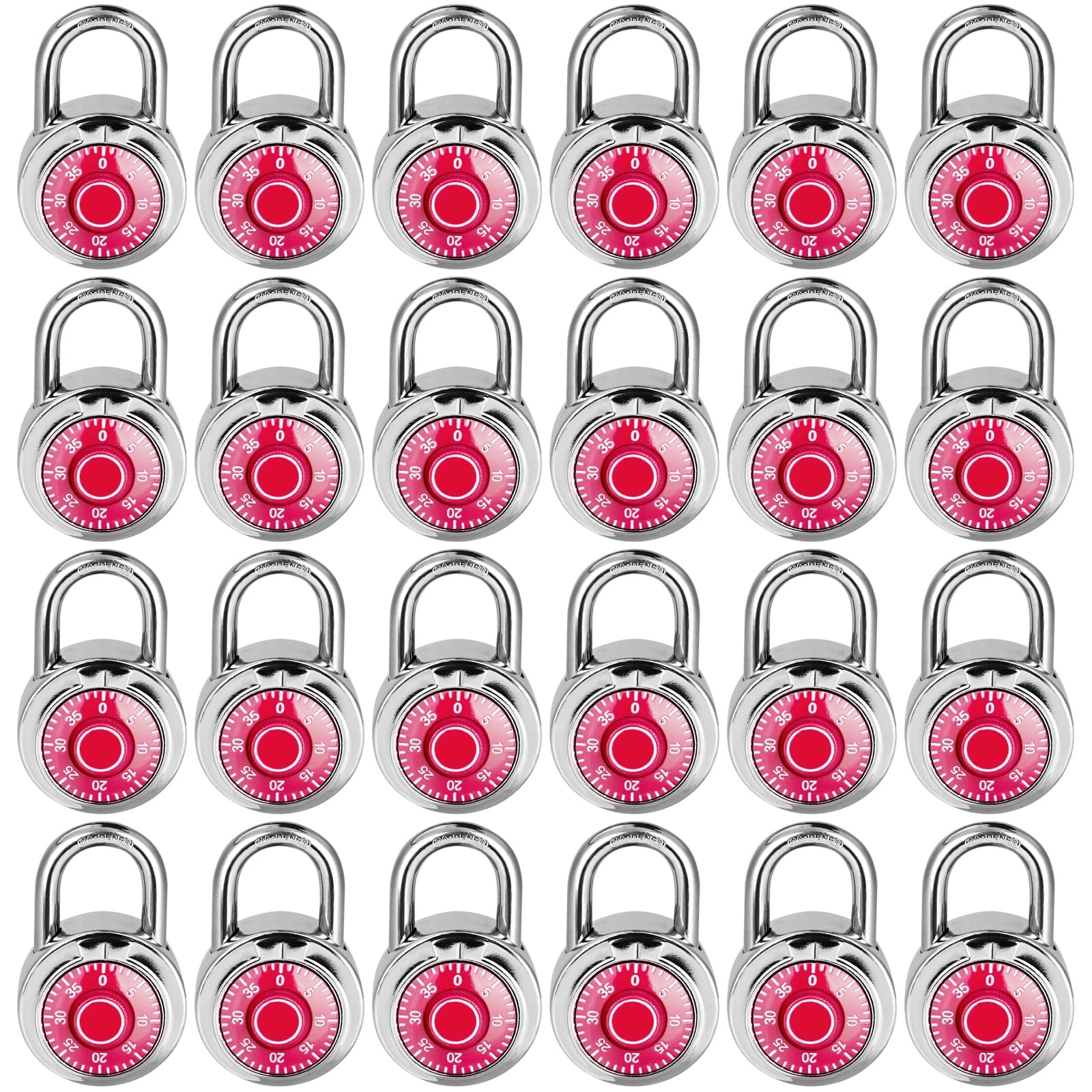 Combination Lock, LQYN Dial Combination Padlock, Pack of 24; Red