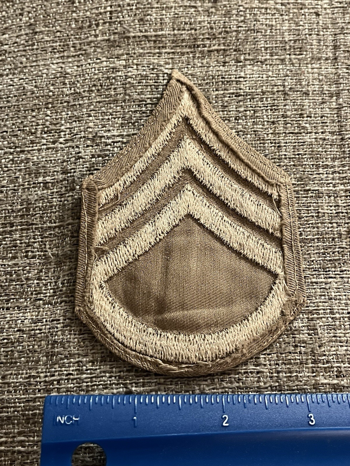 WWII US Army Staff Sergeant Enlisted Rank Patch Tan INV16351