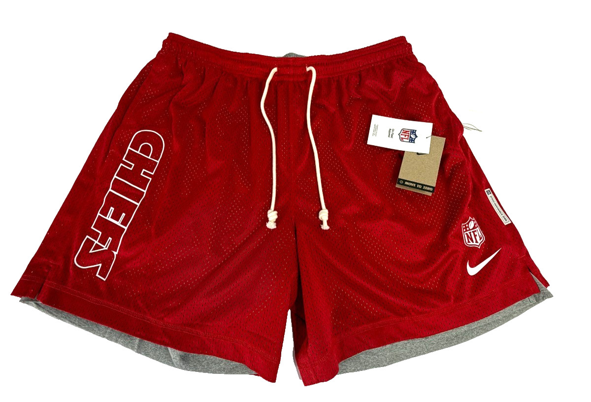 Nike Kansas City Chiefs Mens University Red Reversible Shorts Grey Size XL NWT