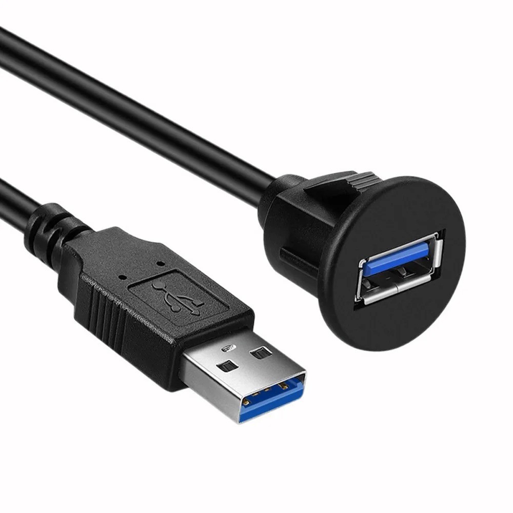 Single Port USB Panel Flush Mount Extension Cable For Car Truck Boat Motor