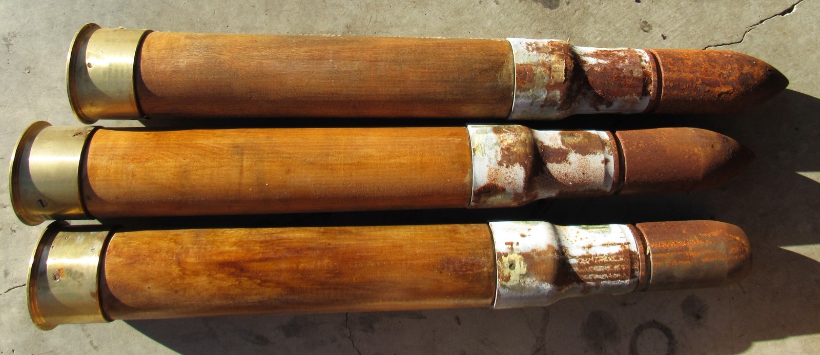 Original WWII US Navy 50 Cal. Wooden Artillery Training Dummy Round Shell NOS