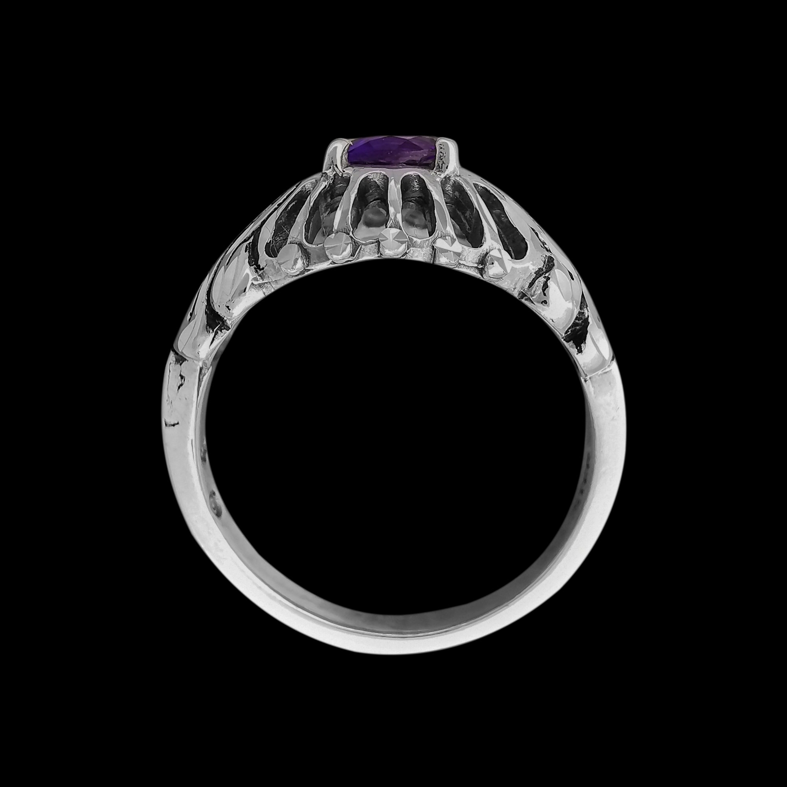 Amethyst Engagement Ring • 925 Sterling Silver • Sparkling Gemstone